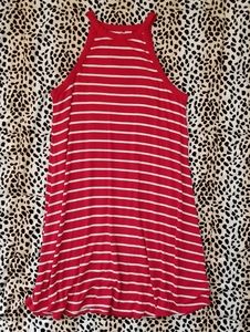 Red and White Spring Swing Halter Dress
